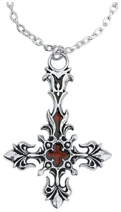 "St. Lucifer's - Red Blood Cross" Necklace Silver-coloured By Alchemy Gothic